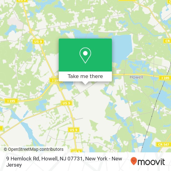 Mapa de 9 Hemlock Rd, Howell, NJ 07731