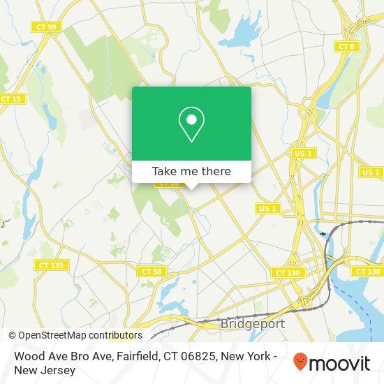 Mapa de Wood Ave Bro Ave, Fairfield, CT 06825