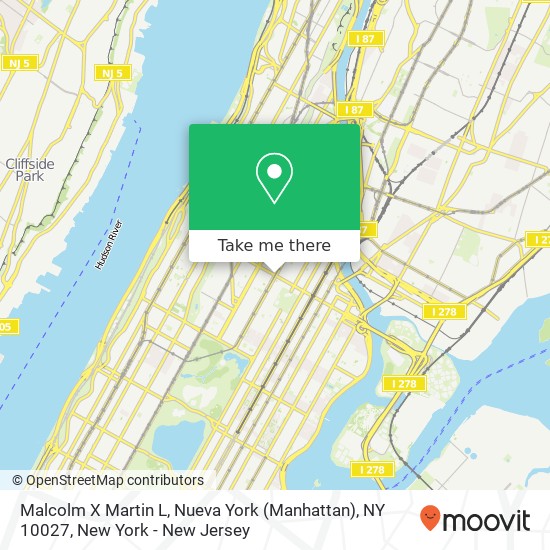 Malcolm X Martin L, Nueva York (Manhattan), NY 10027 map