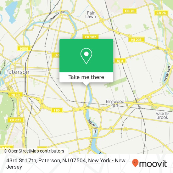 Mapa de 43rd St 17th, Paterson, NJ 07504