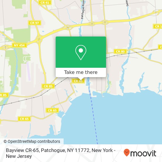 Mapa de Bayview CR-65, Patchogue, NY 11772