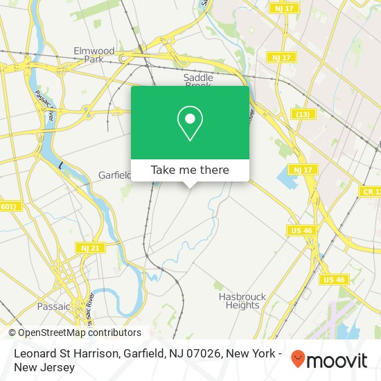 Mapa de Leonard St Harrison, Garfield, NJ 07026