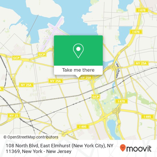 Mapa de 108 North Blvd, East Elmhurst (New York City), NY 11369