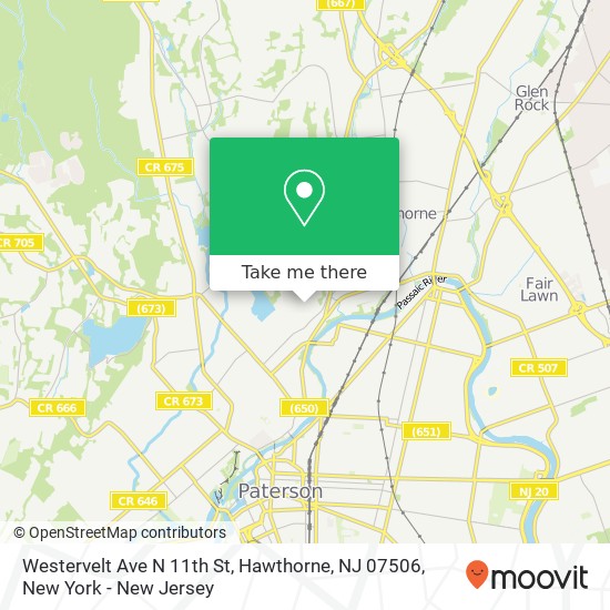 Mapa de Westervelt Ave N 11th St, Hawthorne, NJ 07506