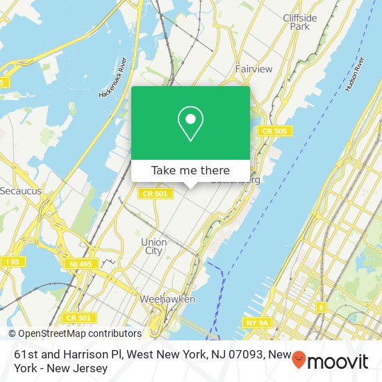 Mapa de 61st and Harrison Pl, West New York, NJ 07093