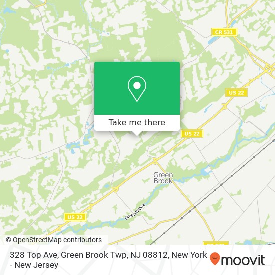 Mapa de 328 Top Ave, Green Brook Twp, NJ 08812