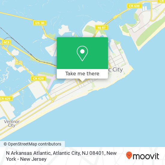 Mapa de N Arkansas Atlantic, Atlantic City, NJ 08401