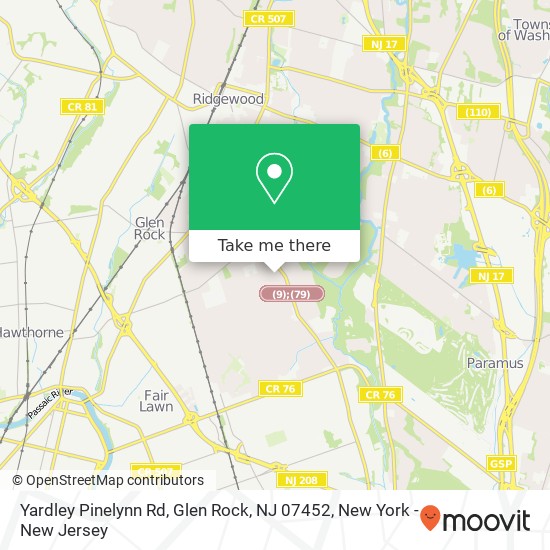 Mapa de Yardley Pinelynn Rd, Glen Rock, NJ 07452