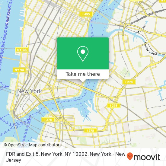 FDR and Exit 5, New York, NY 10002 map
