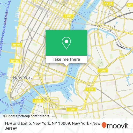 FDR and Exit 5, New York, NY 10009 map