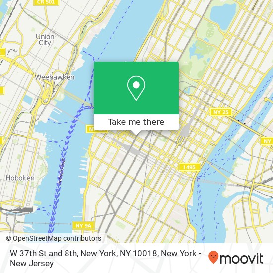 Mapa de W 37th St and 8th, New York, NY 10018