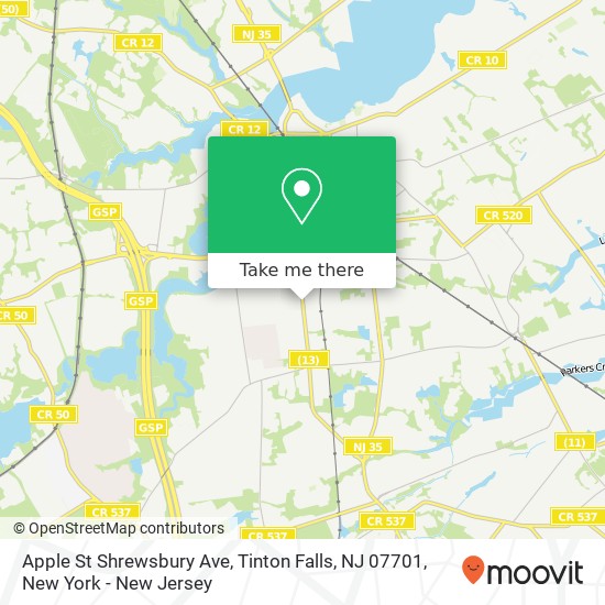 Mapa de Apple St Shrewsbury Ave, Tinton Falls, NJ 07701