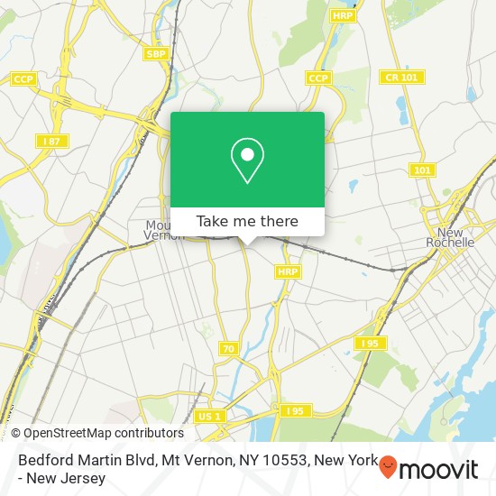 Mapa de Bedford Martin Blvd, Mt Vernon, NY 10553