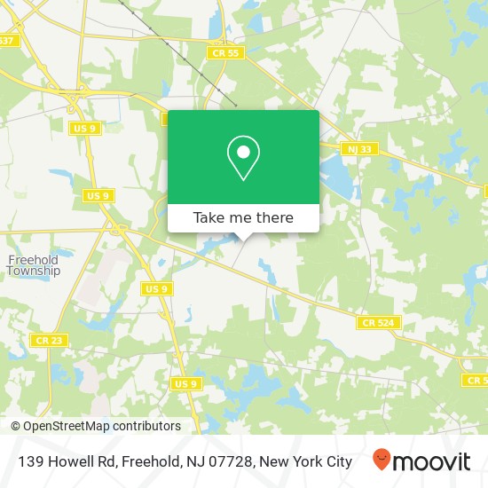 Mapa de 139 Howell Rd, Freehold, NJ 07728