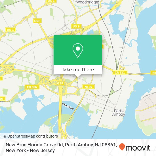 Mapa de New Brun Florida Grove Rd, Perth Amboy, NJ 08861