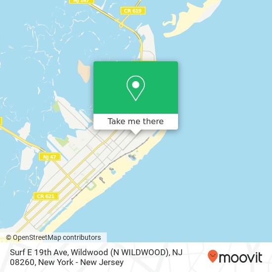 Mapa de Surf E 19th Ave, Wildwood (N WILDWOOD), NJ 08260