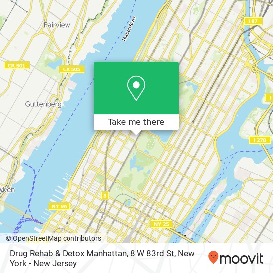 Drug Rehab & Detox Manhattan, 8 W 83rd St map