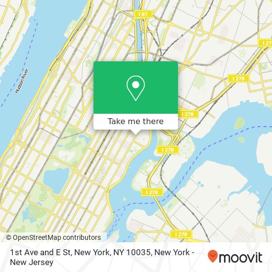 Mapa de 1st Ave and E St, New York, NY 10035