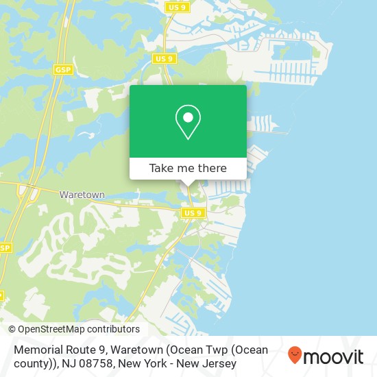 Mapa de Memorial Route 9, Waretown (Ocean Twp (Ocean county)), NJ 08758