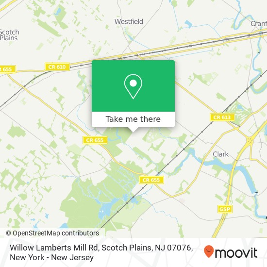 Mapa de Willow Lamberts Mill Rd, Scotch Plains, NJ 07076