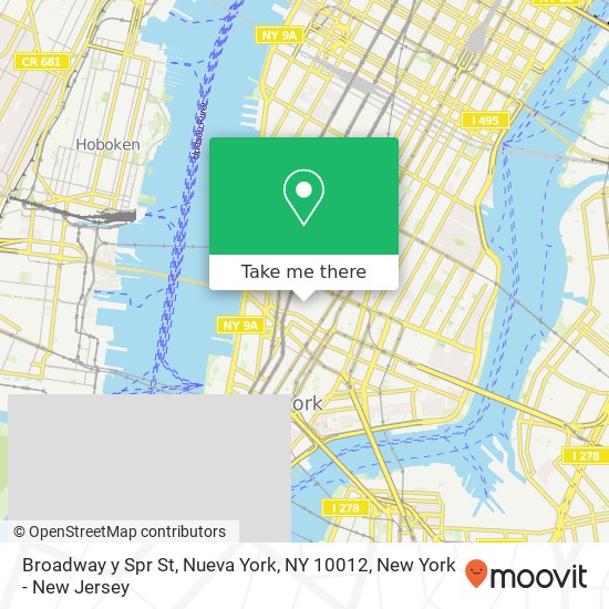 Mapa de Broadway y Spr St, Nueva York, NY 10012