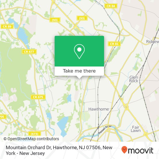 Mapa de Mountain Orchard Dr, Hawthorne, NJ 07506