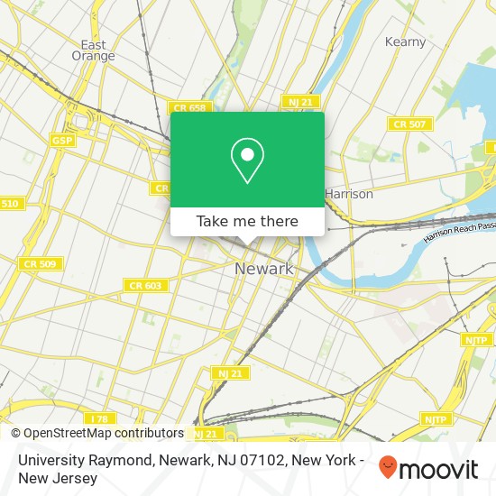 Mapa de University Raymond, Newark, NJ 07102