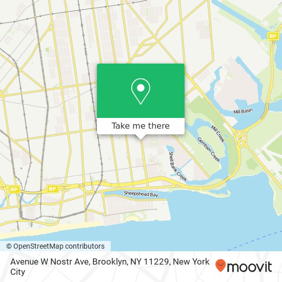 Mapa de Avenue W Nostr Ave, Brooklyn, NY 11229