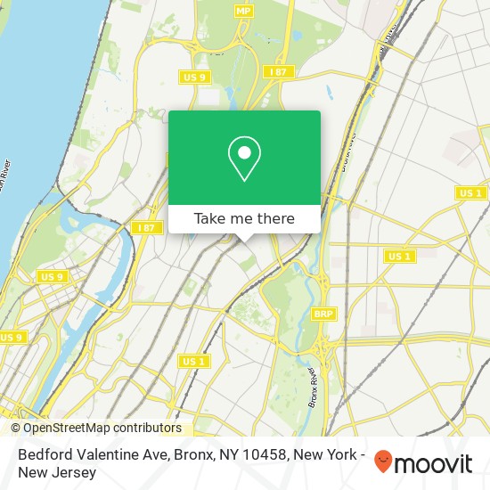 Mapa de Bedford Valentine Ave, Bronx, NY 10458