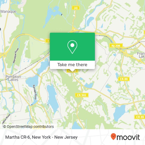 Mapa de Martha CR-6, Oakland, NJ 07436