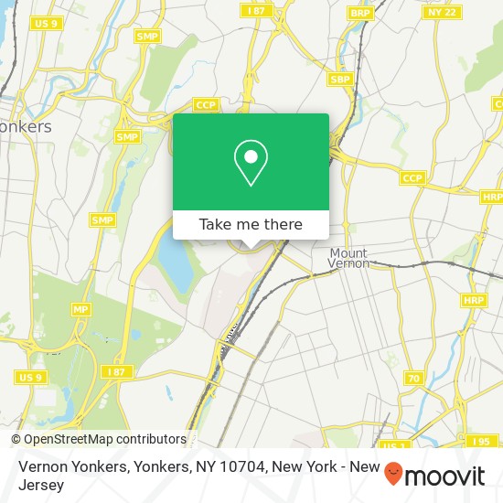Mapa de Vernon Yonkers, Yonkers, NY 10704