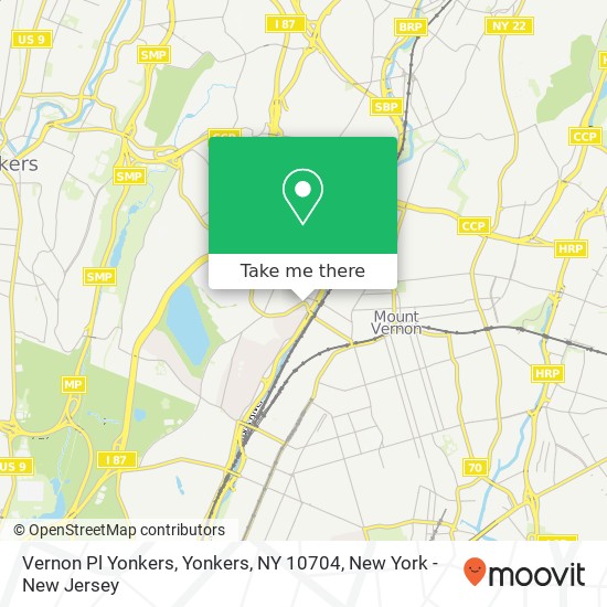 Mapa de Vernon Pl Yonkers, Yonkers, NY 10704