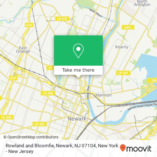 Mapa de Rowland and Bloomfie, Newark, NJ 07104