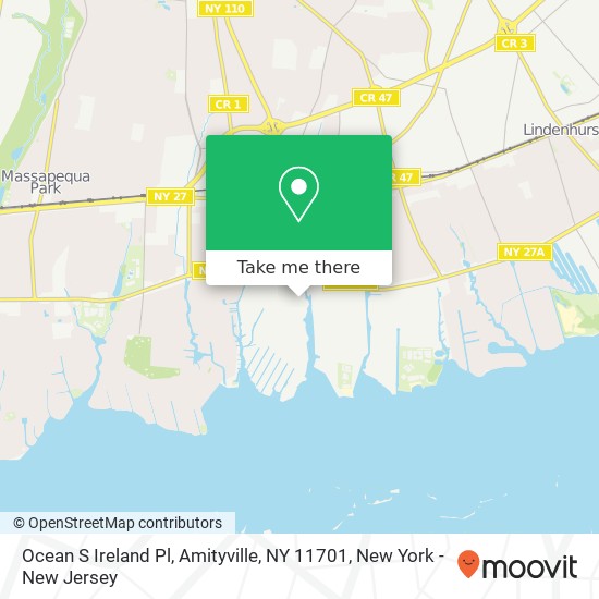 Mapa de Ocean S Ireland Pl, Amityville, NY 11701