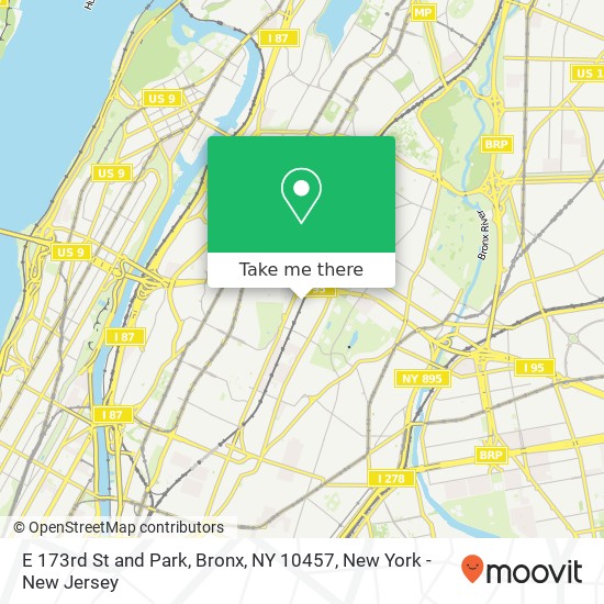 Mapa de E 173rd St and Park, Bronx, NY 10457