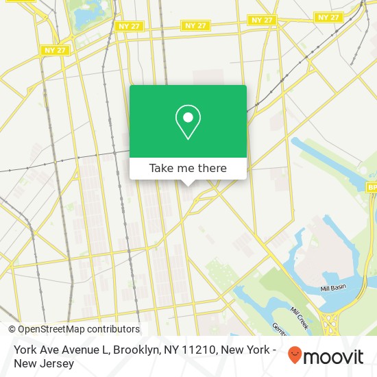Mapa de York Ave Avenue L, Brooklyn, NY 11210
