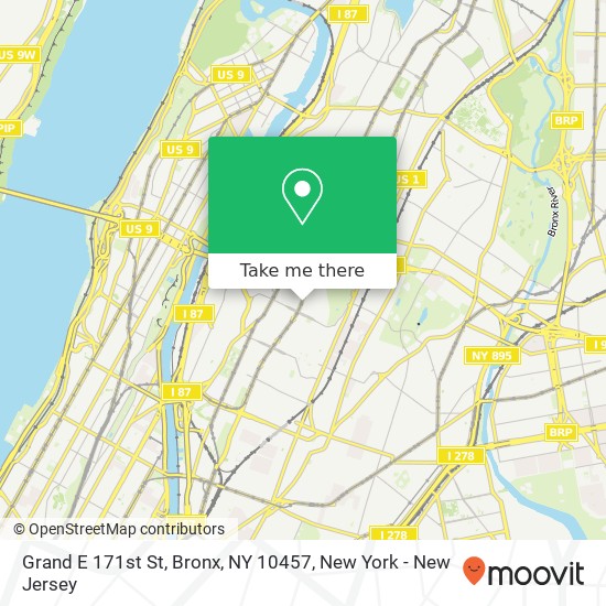 Mapa de Grand E 171st St, Bronx, NY 10457