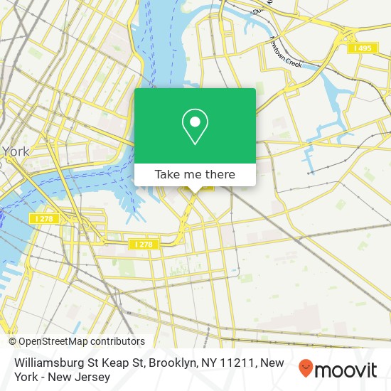 Mapa de Williamsburg St Keap St, Brooklyn, NY 11211