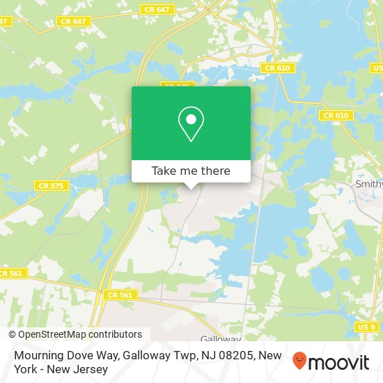 Mapa de Mourning Dove Way, Galloway Twp, NJ 08205