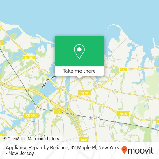 Appliance Repair by Reliance, 32 Maple Pl map