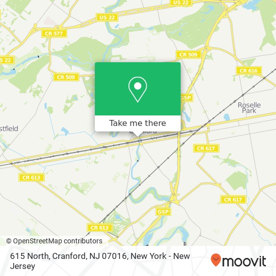 Mapa de 615 North, Cranford, NJ 07016