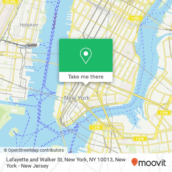Lafayette and Walker St, New York, NY 10013 map