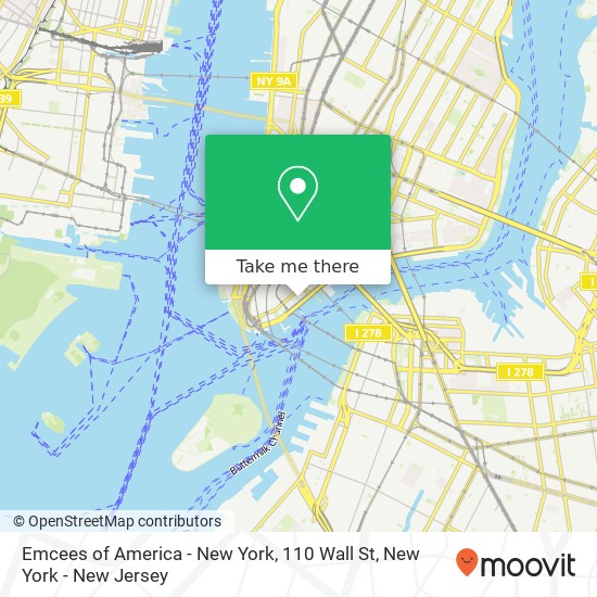 Emcees of America - New York, 110 Wall St map
