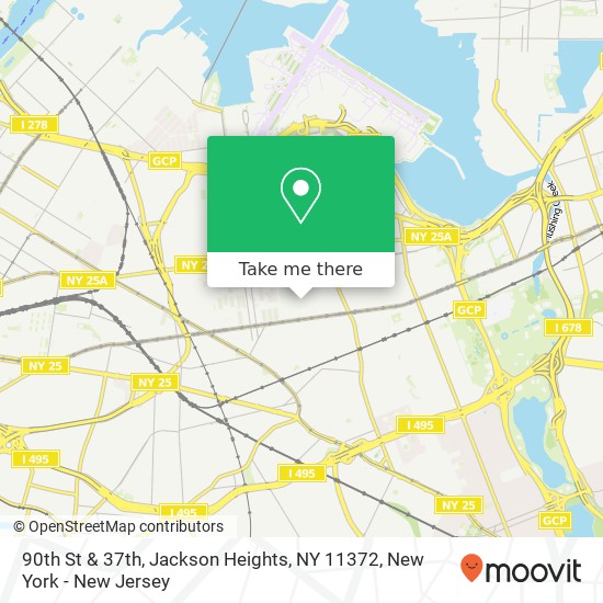 Mapa de 90th St & 37th, Jackson Heights, NY 11372