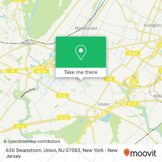 Mapa de 630 Swanstrom, Union, NJ 07083