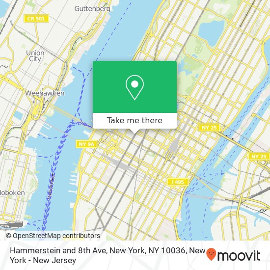 Hammerstein and 8th Ave, New York, NY 10036 map