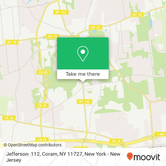 Mapa de Jefferson- 112, Coram, NY 11727