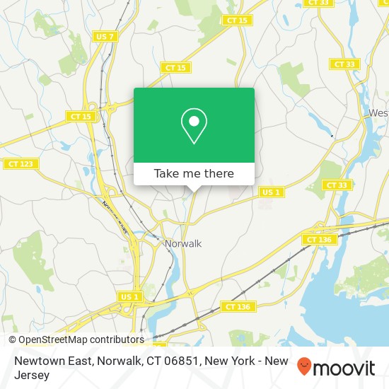 Mapa de Newtown East, Norwalk, CT 06851