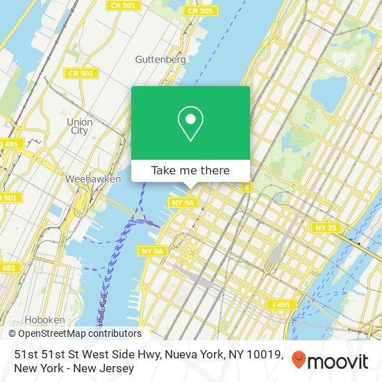 Mapa de 51st 51st St West Side Hwy, Nueva York, NY 10019