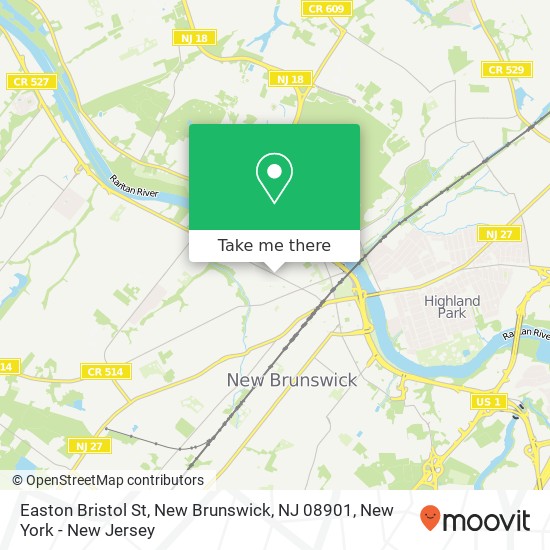 Mapa de Easton Bristol St, New Brunswick, NJ 08901
